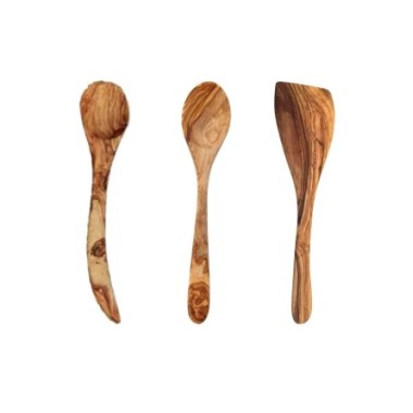 Lot de 3 ustensiles de cuisine en bois d'olivier
