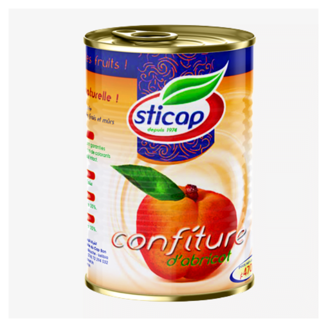 Découvrez la Confiture d’Abricot STICAP 940g, une confiture tunisienne généreuse et savoureuse, parfaite pour vos petits-déjeune